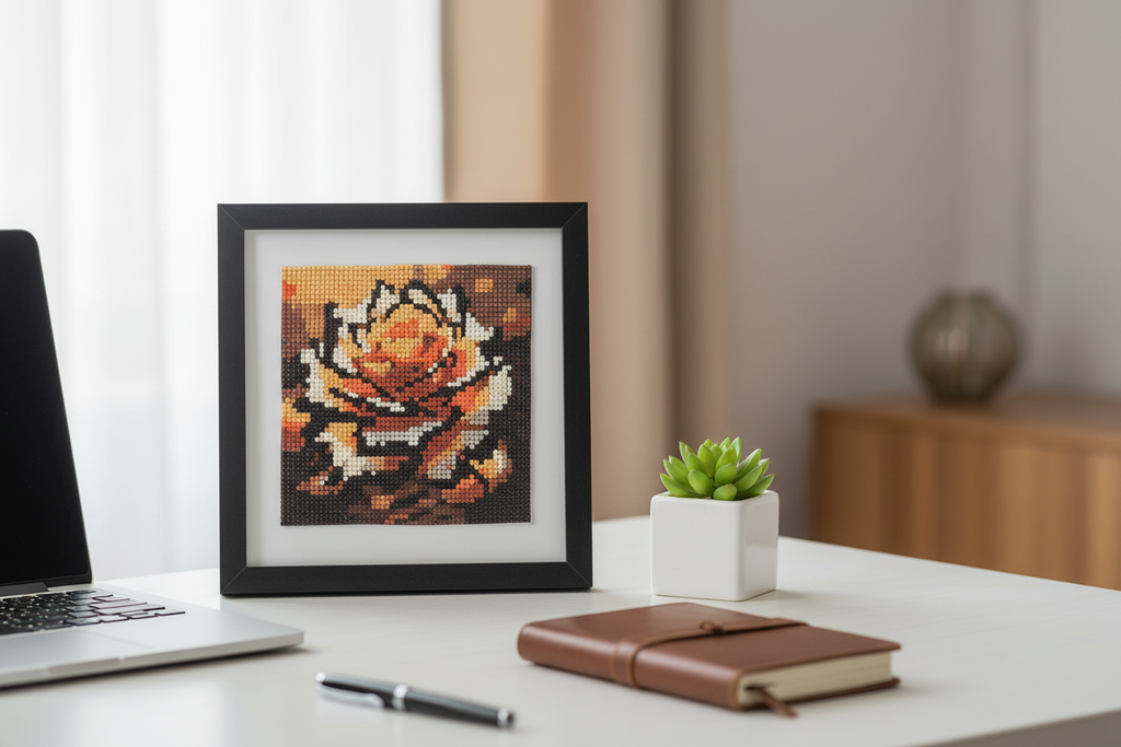 Diamond Art – Handcrafted, Framed & Ready to Hang (Rose Yellow)
