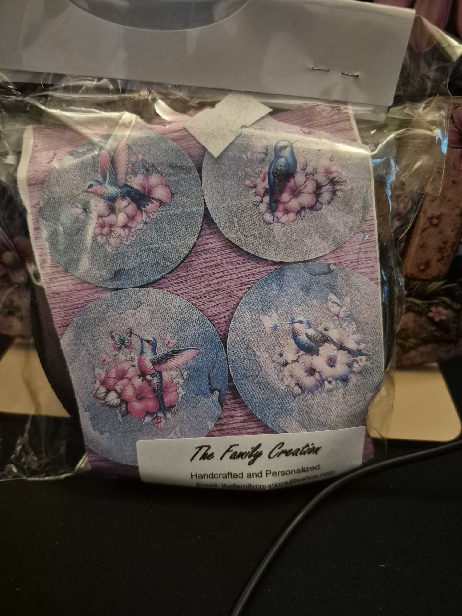 Round Sublimated Coaster Set – 4 Pack | Humming Bird - 02