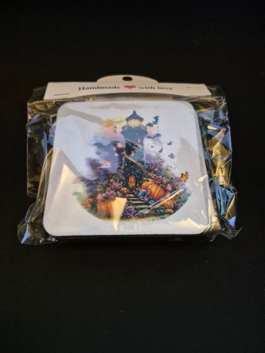 Square Sublimated Coaster Set – 4 Pack | Light House - Fall