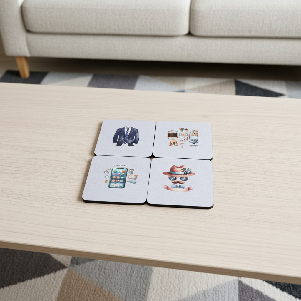 Square Sublimated Coaster Set – 4 Pack | 1st Fathers Day
