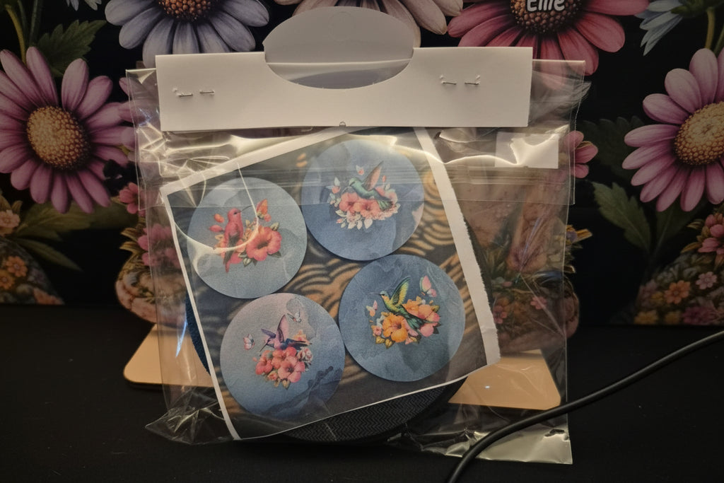 Round Sublimated Coaster Set – 4 Pack | Humming Bird - 03