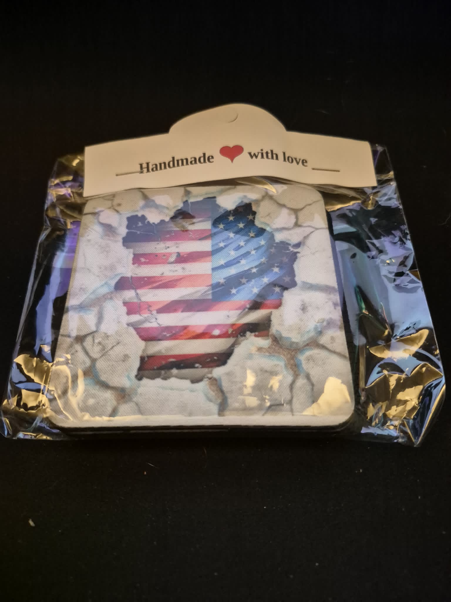 Square Sublimated Coaster Set – 4 Pack | American Flag