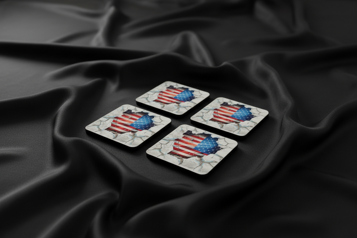 Square Sublimated Coaster Set – 4 Pack | American Flag