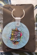 Handcrafted Key-Chains - Round- The Girl Runs on Caffeine and Sarcasm