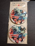 Car Coasters - Hand Crafted w/ Nature - Butterfly Design