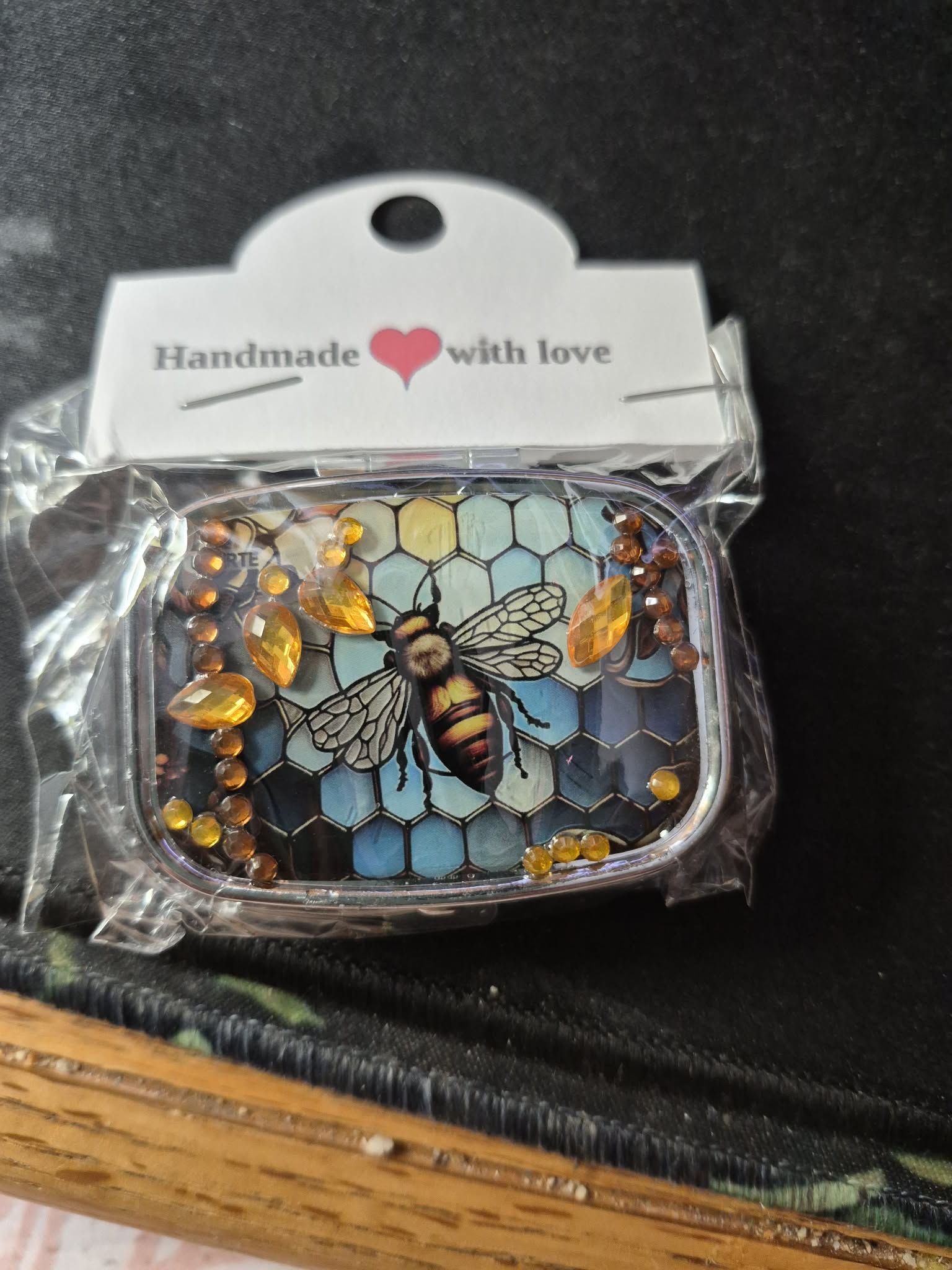 Diamond Accent Pill Box - Bee
