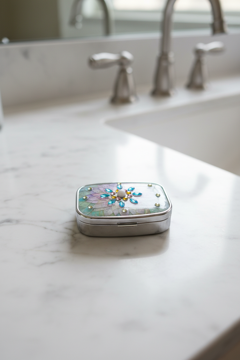 Diamond Accent Pill Box