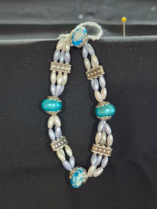 Bracelet - Each One Handcrafted w/beads and 3 Stands, One‑of‑a‑Kind