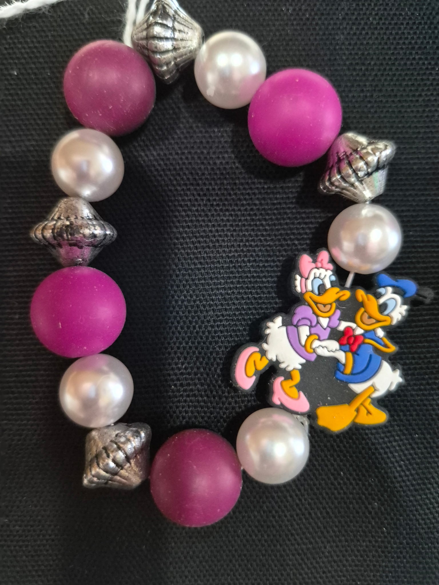 Character Bead Bracelet with Daisy & Donald Duck  Duo Charm – Each One Handcrafted & One‑of‑a‑Kind