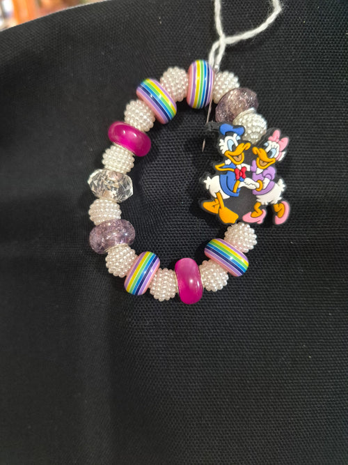 Bracelet - Character and Bead w/ Daisy & Donald Duck Duo Charm – Each One Handcrafted & One‑of‑a‑Kind