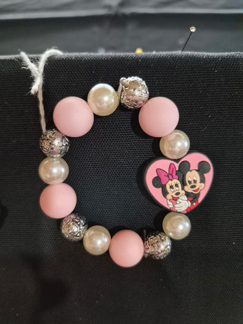 Bracelet - Character and Bead w/ Mickey & Minnie Mouse Duo Charm – Each One Handcrafted & One‑of‑a‑Kind