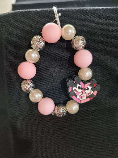 Bracelet - Character and Bead w/ Mickey & Minnie Mouse Duo Charm – Each One Handcrafted & One‑of‑a‑Kind