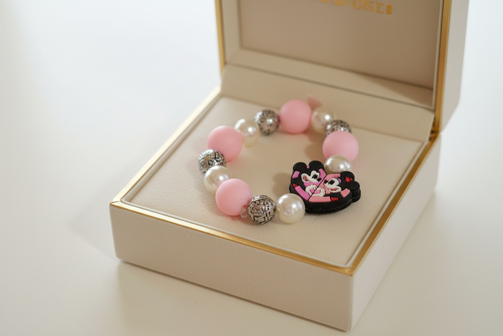Character Bead Bracelet with Mickey & Minnie Mouse Duo Charm – Each One Handcrafted & One‑of‑a‑Kind