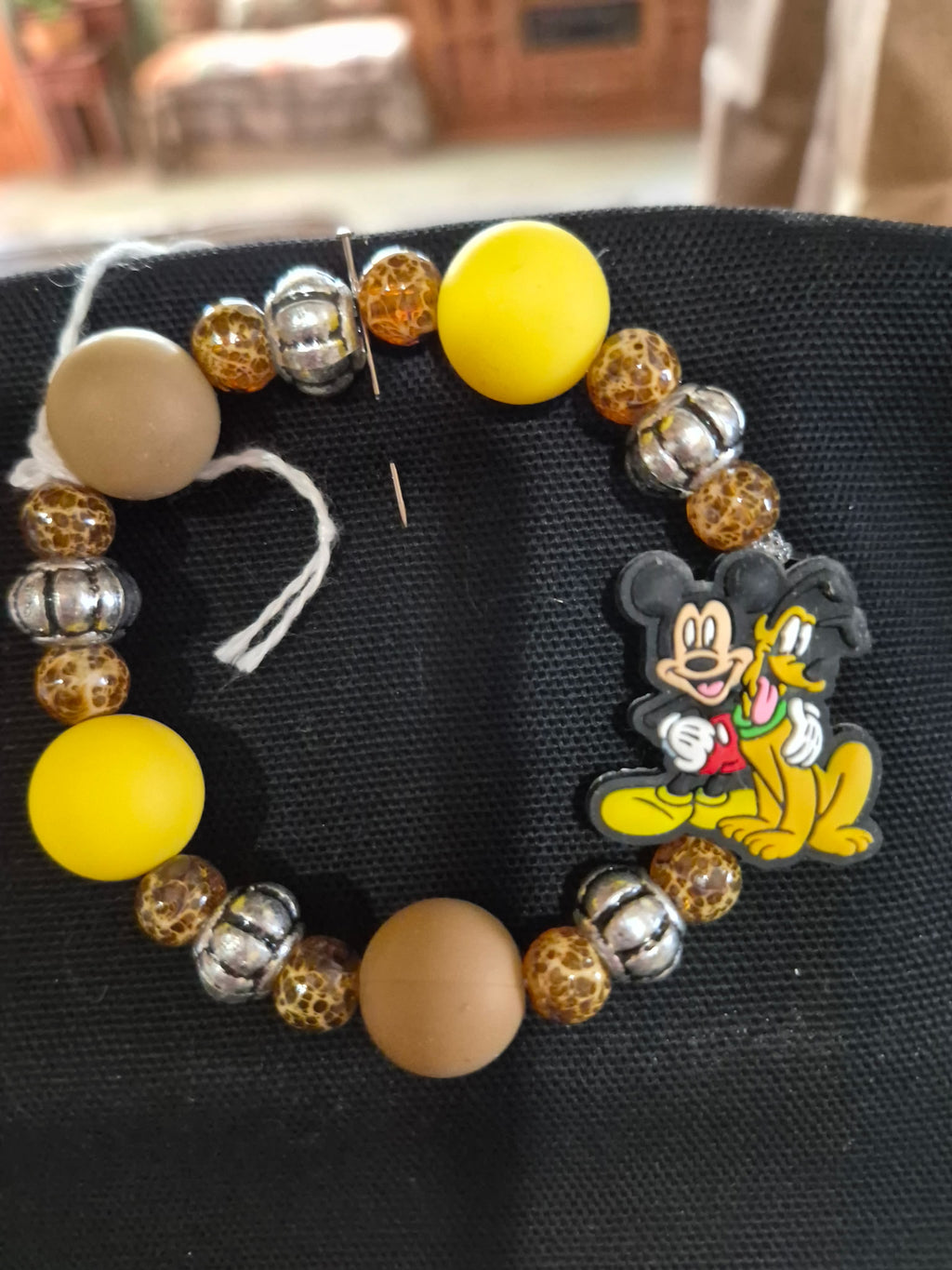 Character Bead Bracelet with Mickey & Pluto Duo Charm – Each One Handcrafted & One‑of‑a‑Kind