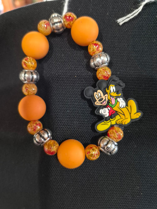 Bracelet - Character and Bead w/ Mickey & Pluto Duo Charm – Each One Handcrafted & One‑of‑a‑Kind