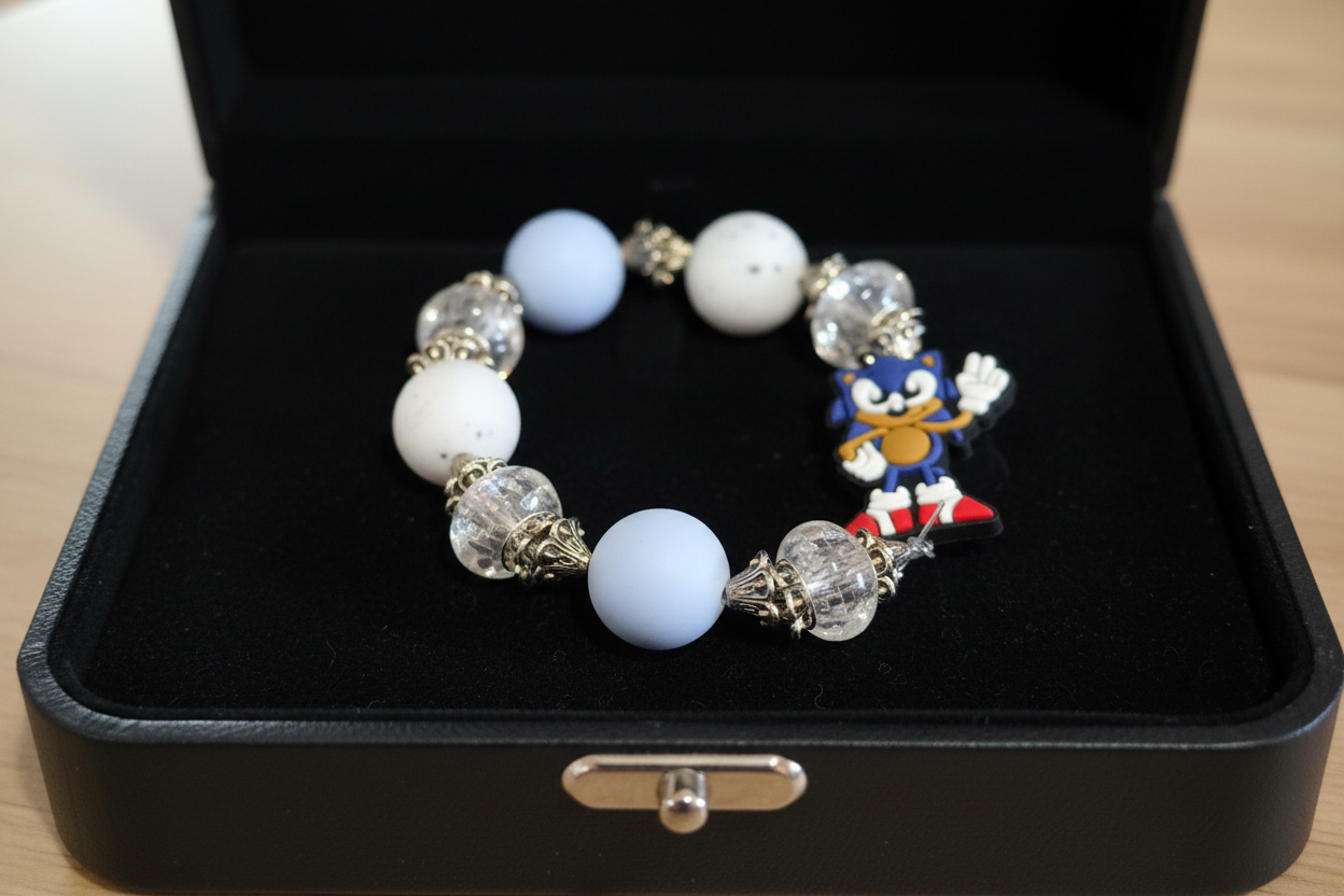 Character Bead Bracelet with Sonic Charm – Each One Handcrafted & One‑of‑a‑Kind