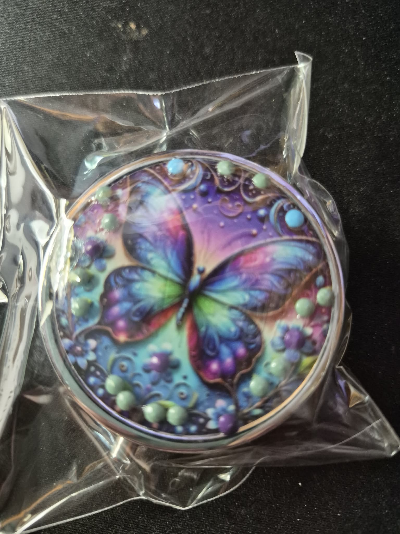 Diamond Accent Pill Box - Butterfly