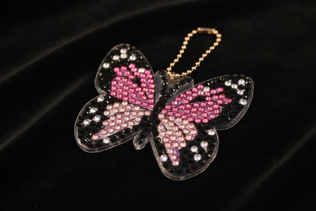 Diamond Art Keychains – Butterfly Design and Handcrafted and one of a Kind