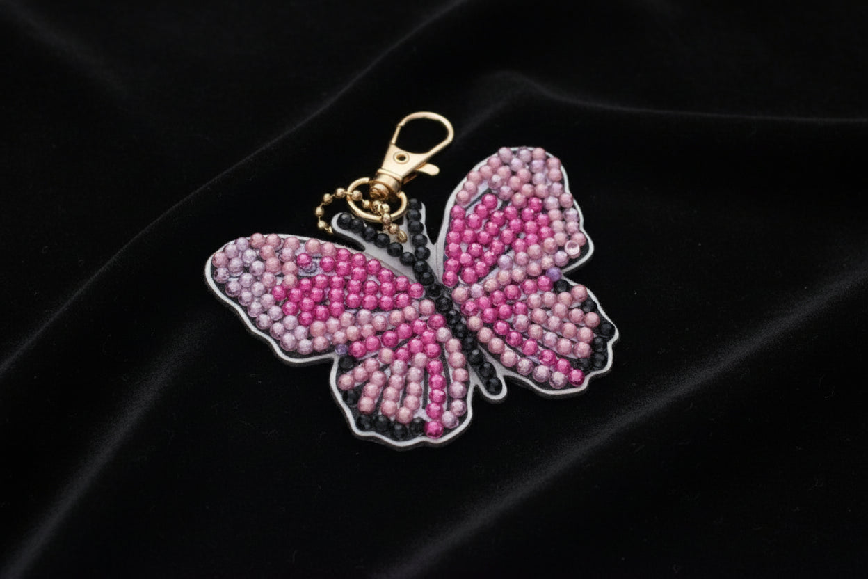 Diamond Art Keychains – Butterfly Design and Handcrafted and one of a Kind