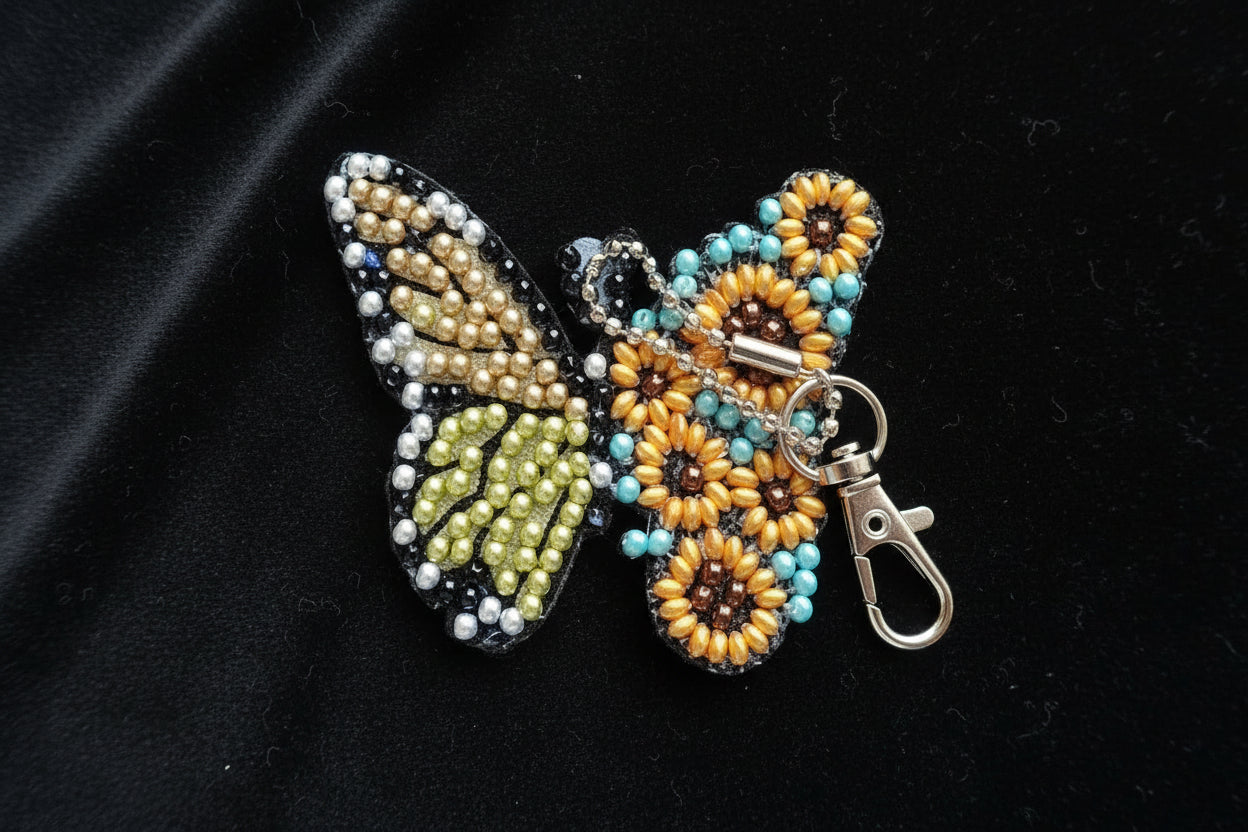 Diamond Art Keychains – Butterfly Design and Handcrafted and one of a Kind