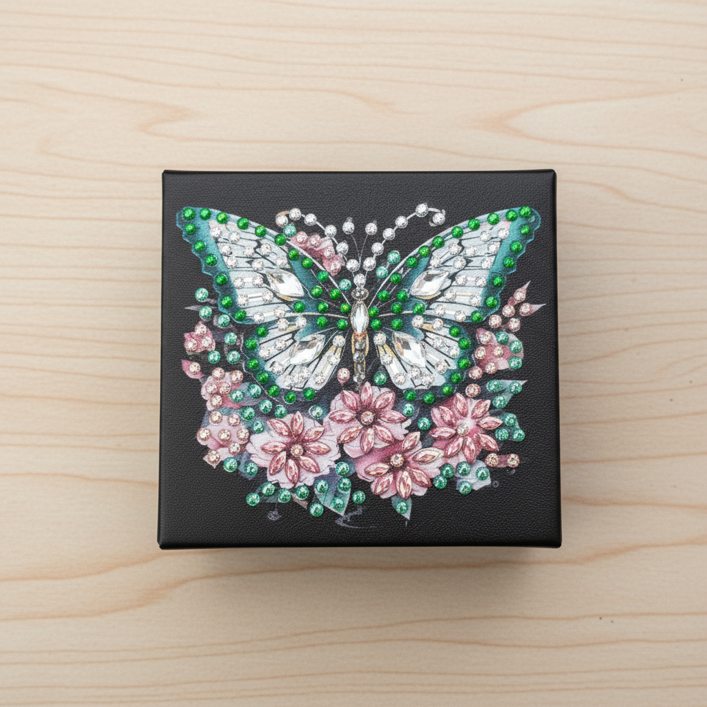 Keepsake Box - Flax Leather - Butterfly