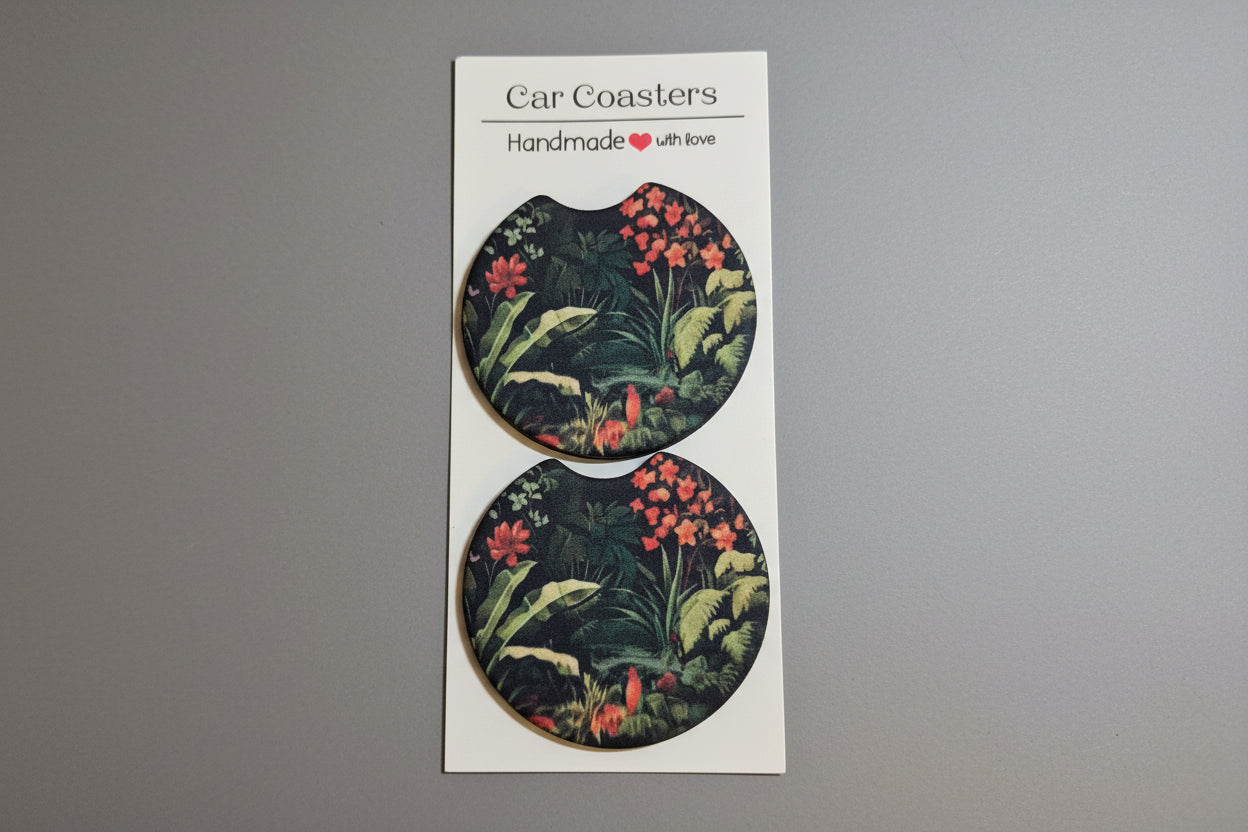 Christmas - Flower - Hand Crafted Car Coasters