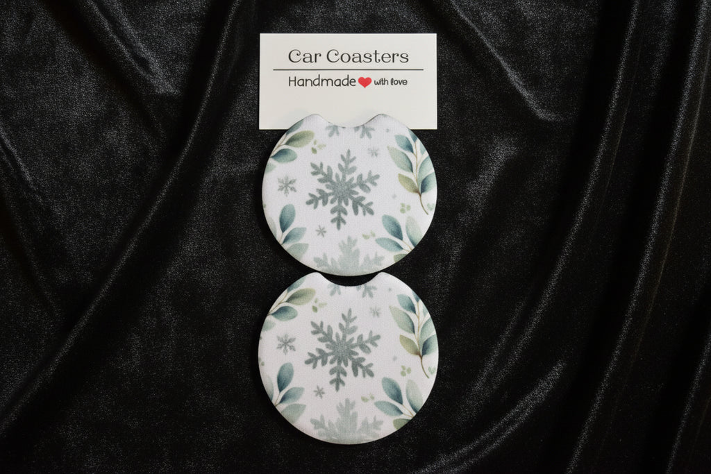 Christmas - Snowflake White - Hand Crafted Car Coasters