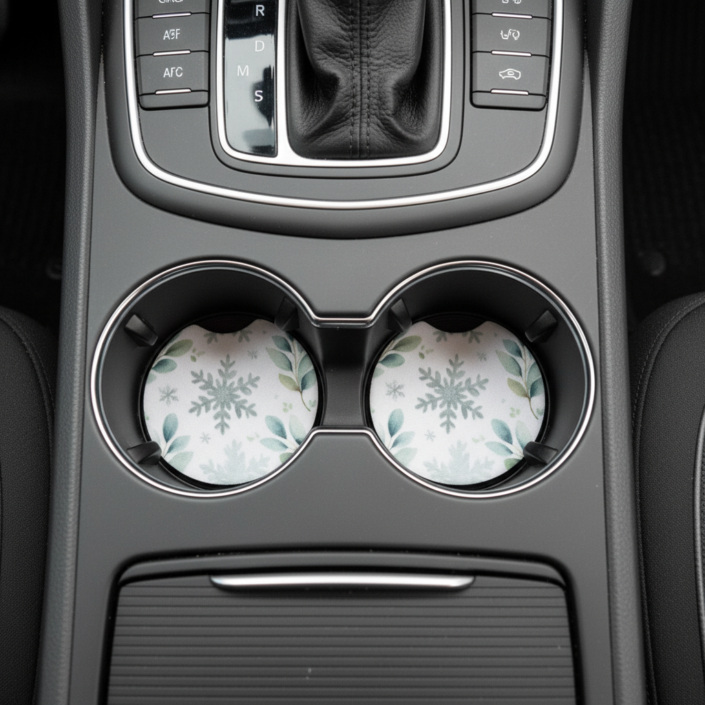 Christmas - Snowflake White - Hand Crafted Car Coasters