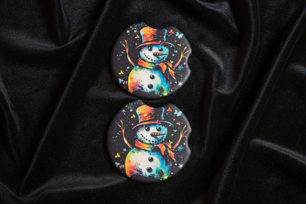 Car Coasters - Christmas Edition - Handcrafted w/ - Snowman Design