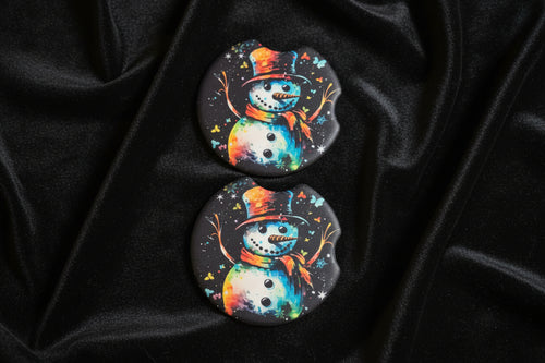 Car Coasters - Christmas Edition - Handcrafted w/ - Snowman Design