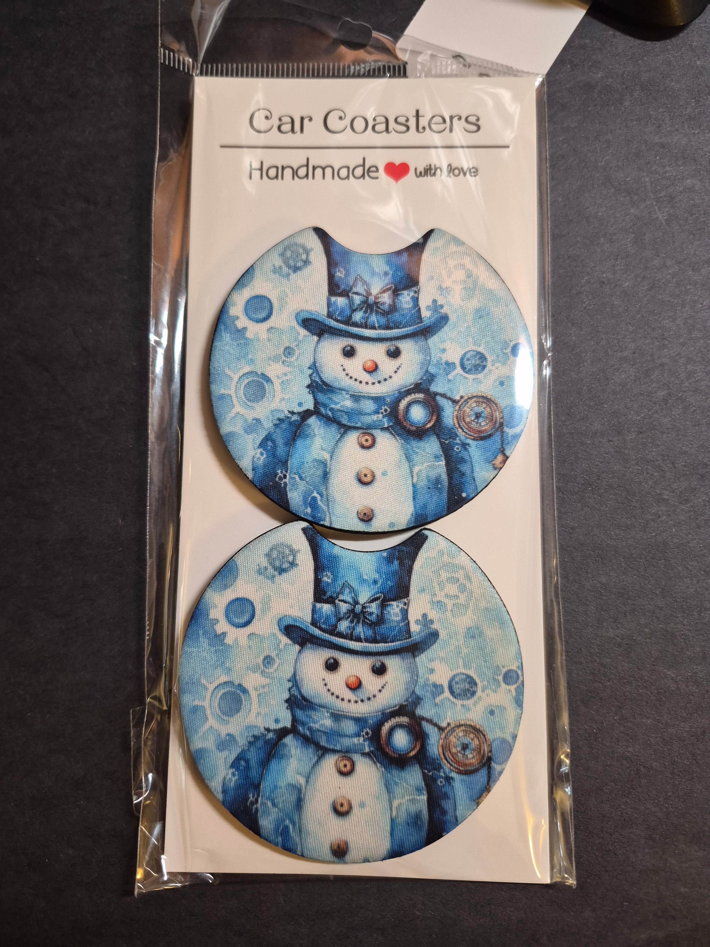 Christmas - Snowman - Hand Crafted Car Coasters