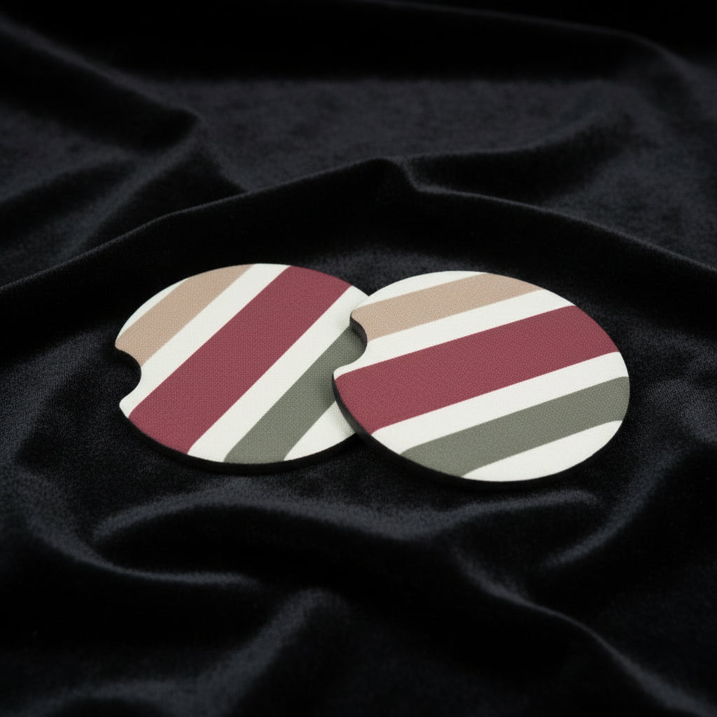 Christmas - Striped - Hand Crafted Car Coasters