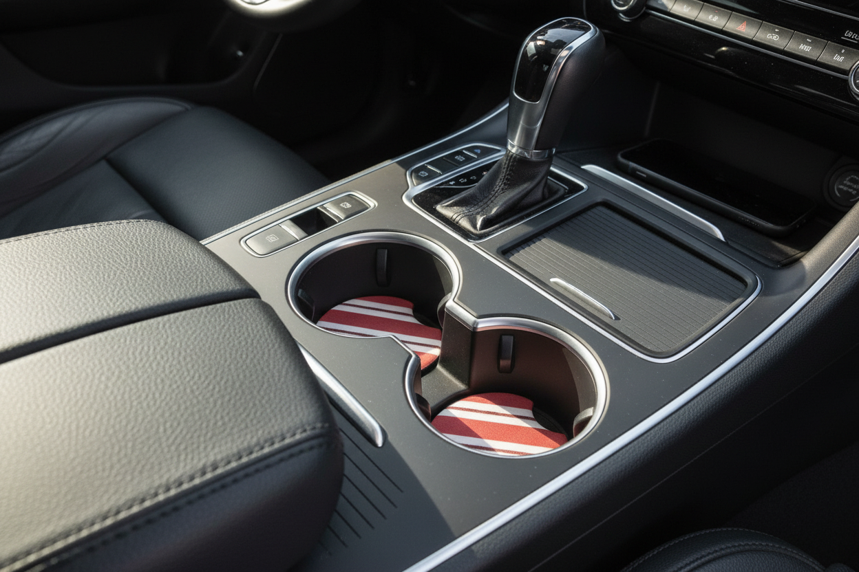 Christmas - Striped - Hand Crafted Car Coasters