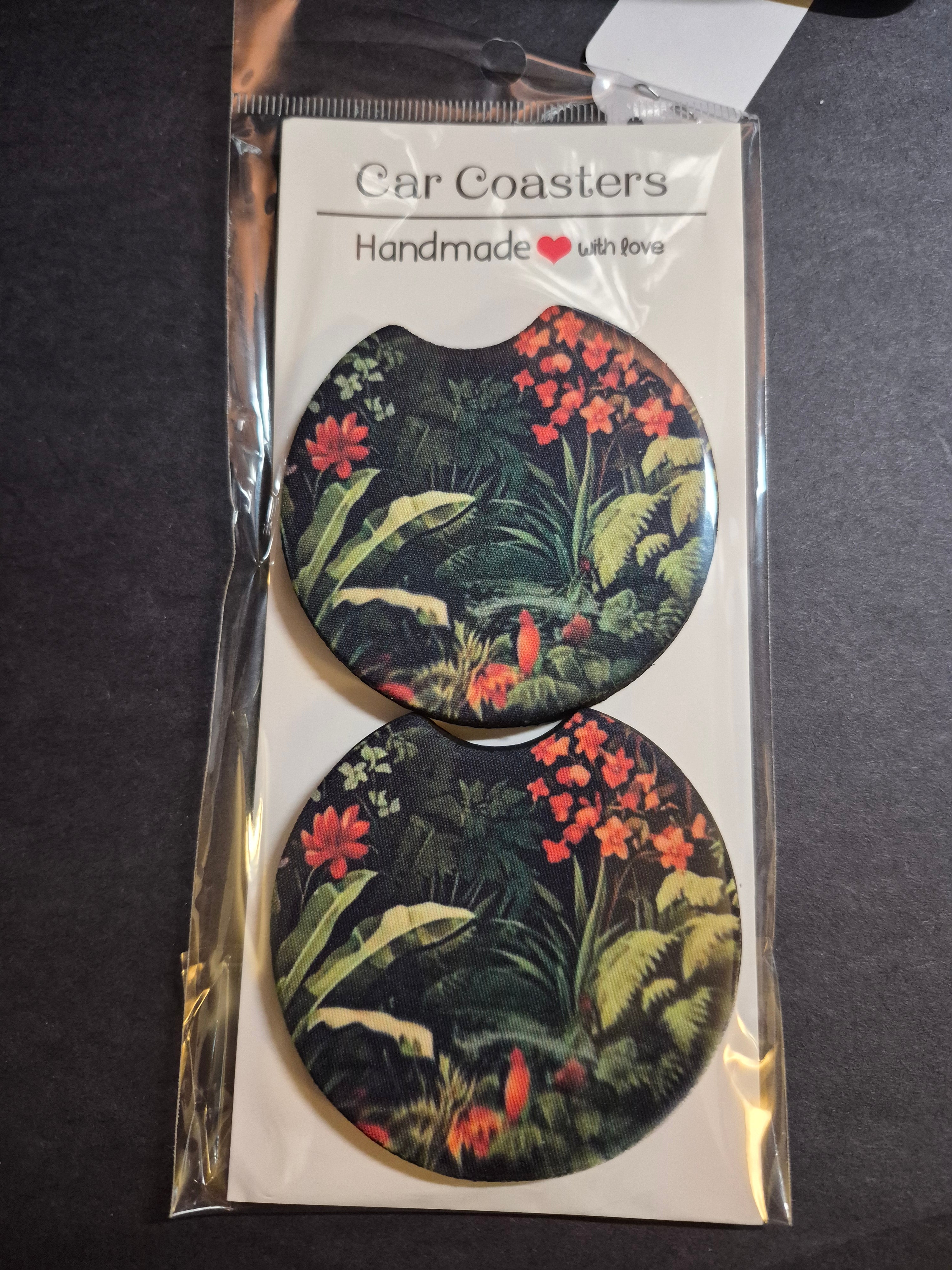 Car Coasters - Christmas Edition - Handcrafted w/ - Flower Design