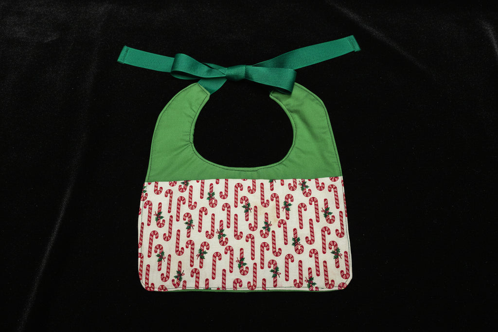 Reversible Bibs  -  Christmas – Candy Cane W-Green Top