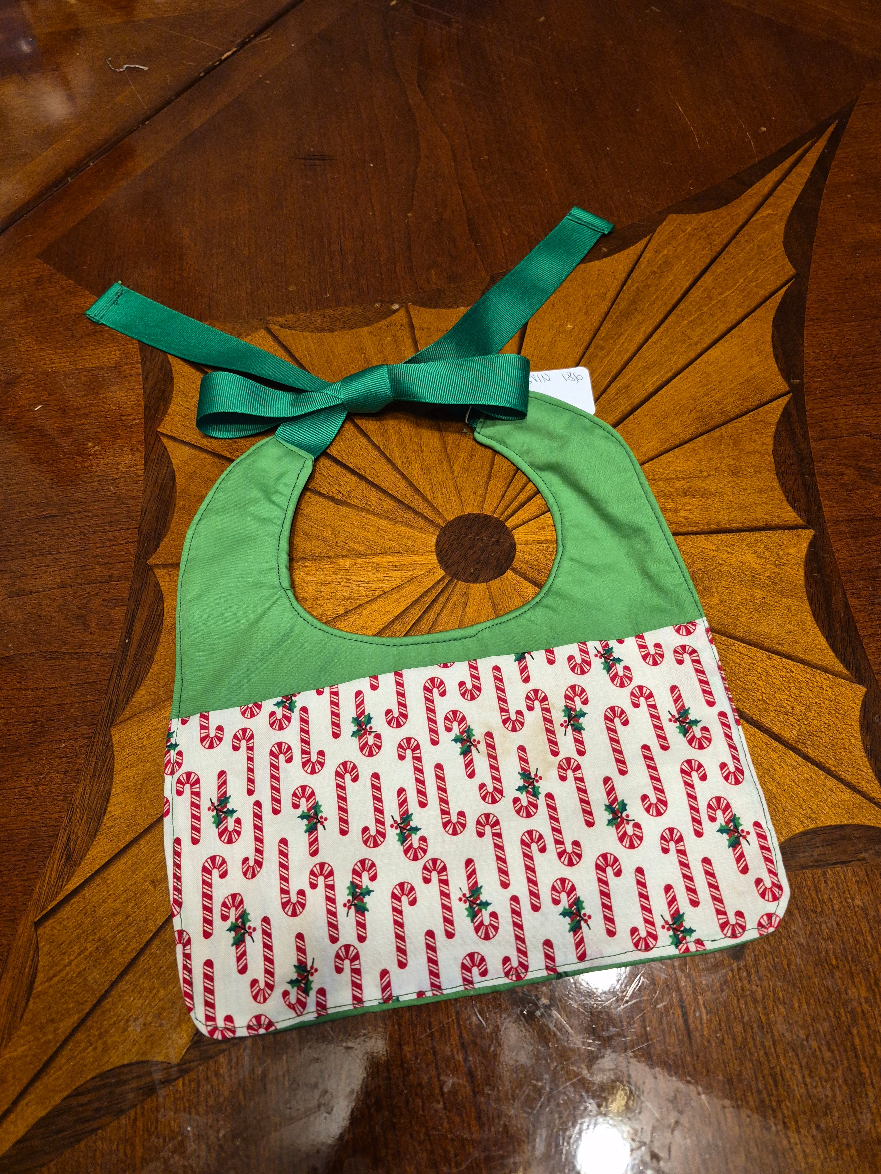 Reversible Bibs  -  Christmas – Candy Cane W-Green Top
