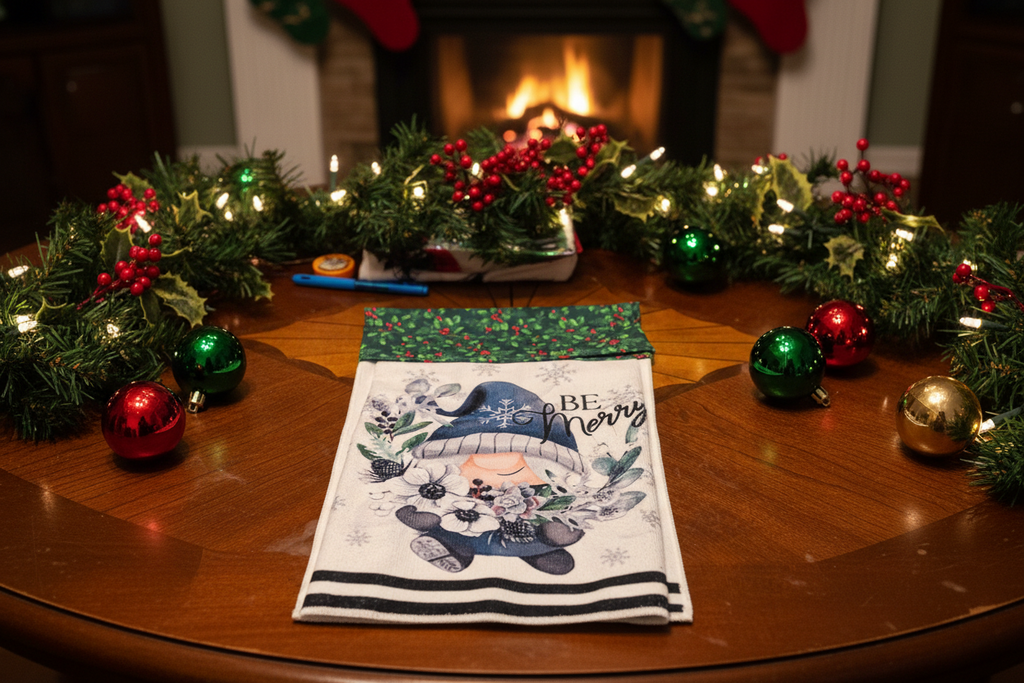 Non-Slip Stove Towels - Christmas – Gnome W-Holly - Be Merry