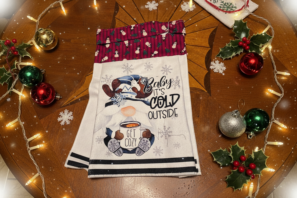 Non-Slip Stove Towels - Christmas – Gnome W-Snowmen - Cold Outside