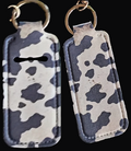 Key-Chain Holder - Chap-stick/Lipstick/Lighter - Cow Black
