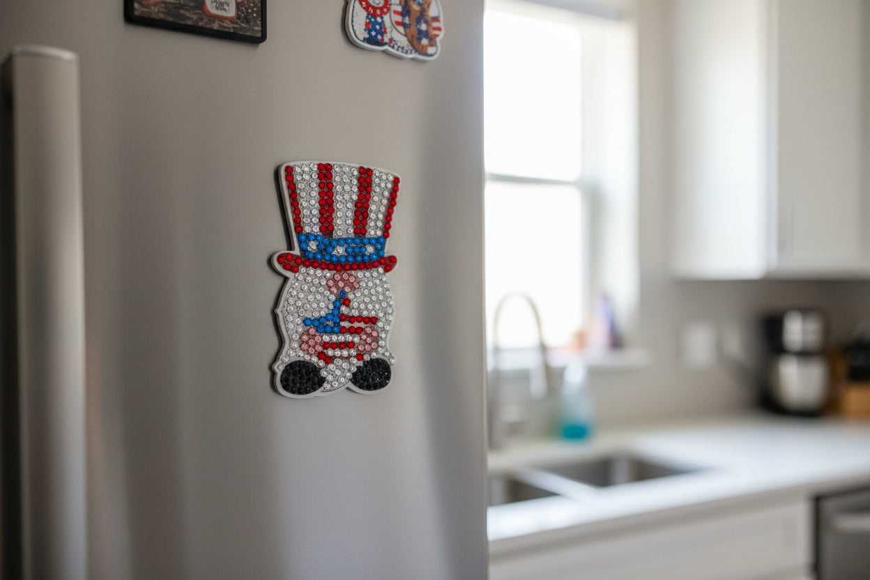 Diamond Art - Gnome and Each One is a Handcrafted Magnet, One-of-a-Kind