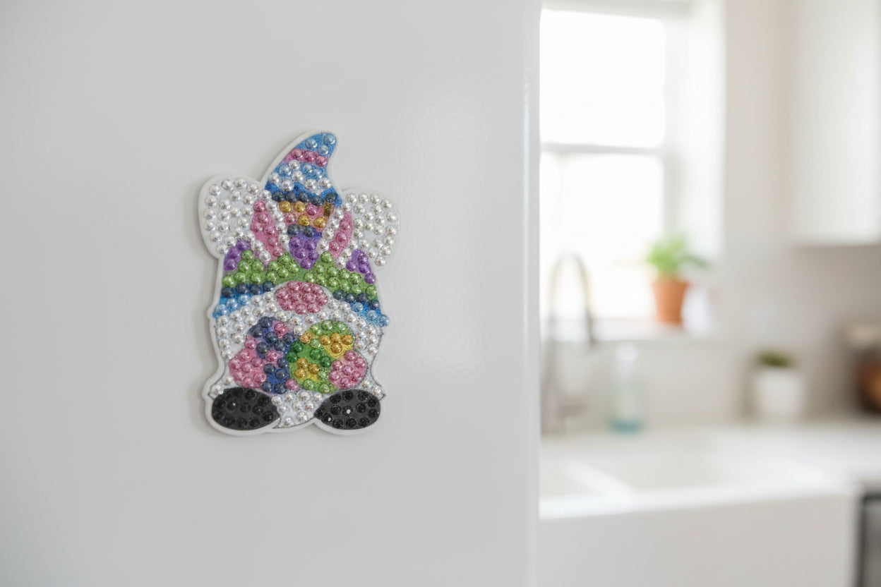Diamond Art - Gnome and Each One is a Handcrafted Magnet, One-of-a-Kind