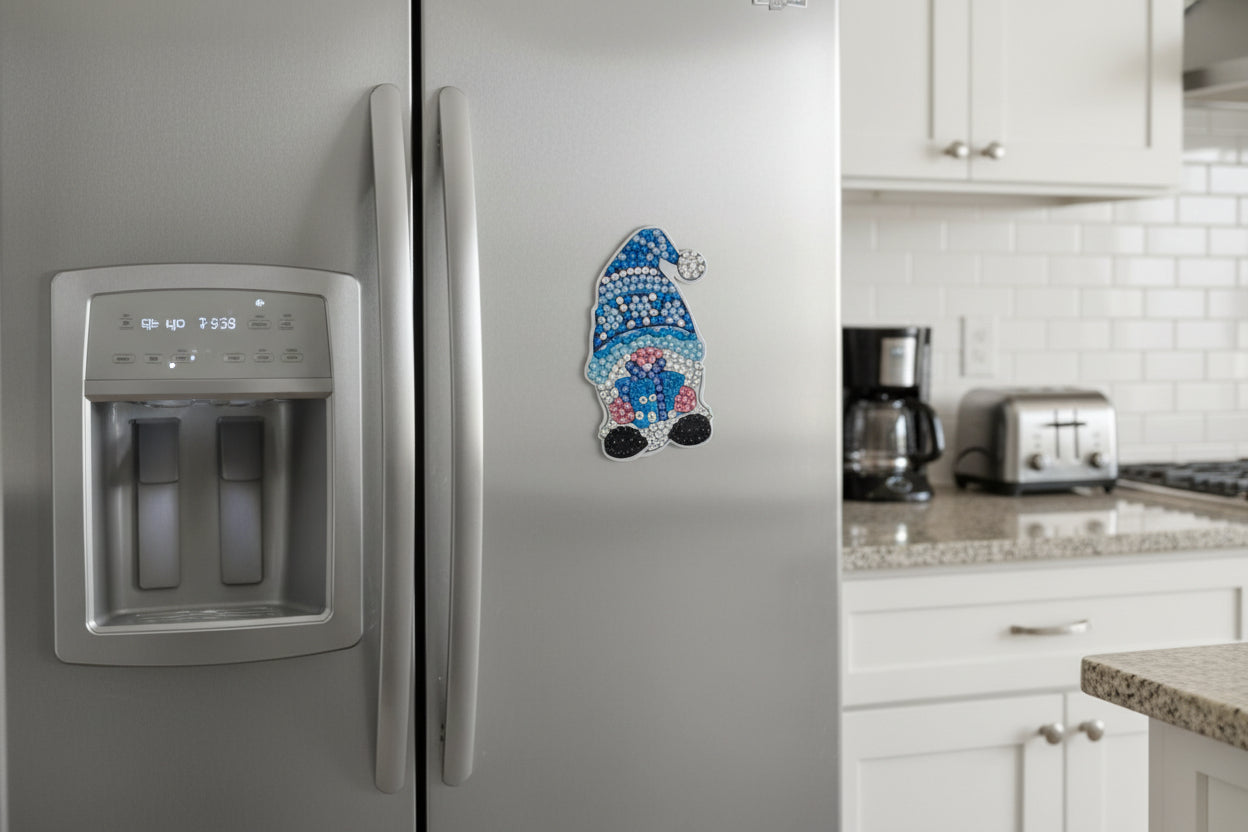Diamond Art - Gnome and Each One is a Handcrafted Magnet, One-of-a-Kind