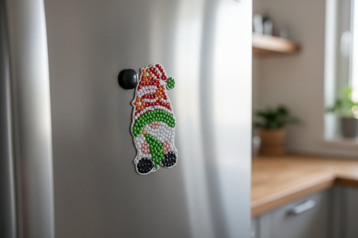 Diamond Art - Gnome and Each One is a Handcrafted Magnet, One-of-a-Kind