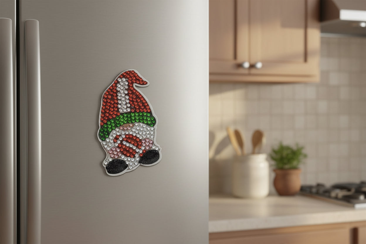 Diamond Art - Gnome and Each One is a Handcrafted Magnet, One-of-a-Kind