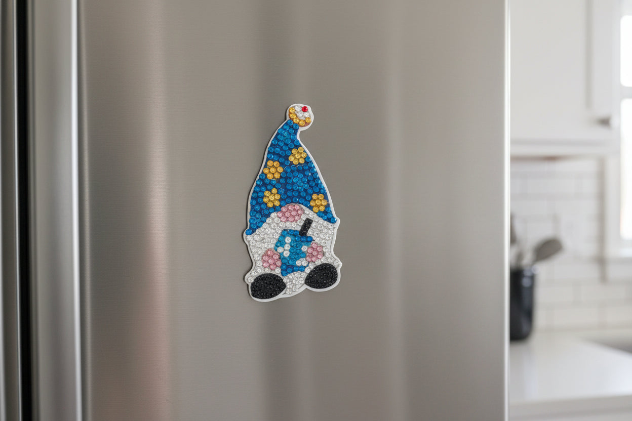 Diamond Art - Gnome and Each One is a Handcrafted Magnet, One-of-a-Kind
