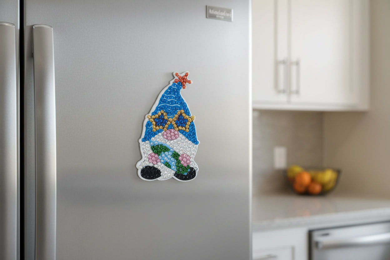 Diamond Art - Gnome and Each One is a Handcrafted Magnet, One-of-a-Kind