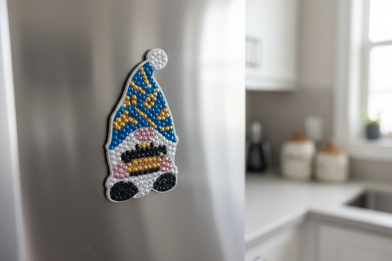 Diamond Art - Gnome and Each One is a Handcrafted Magnet, One-of-a-Kind