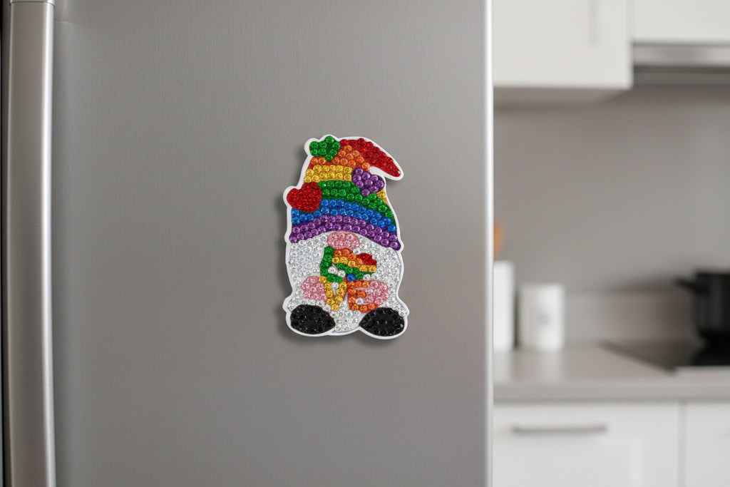 Diamond Art - Rainbow Gnome Magnet