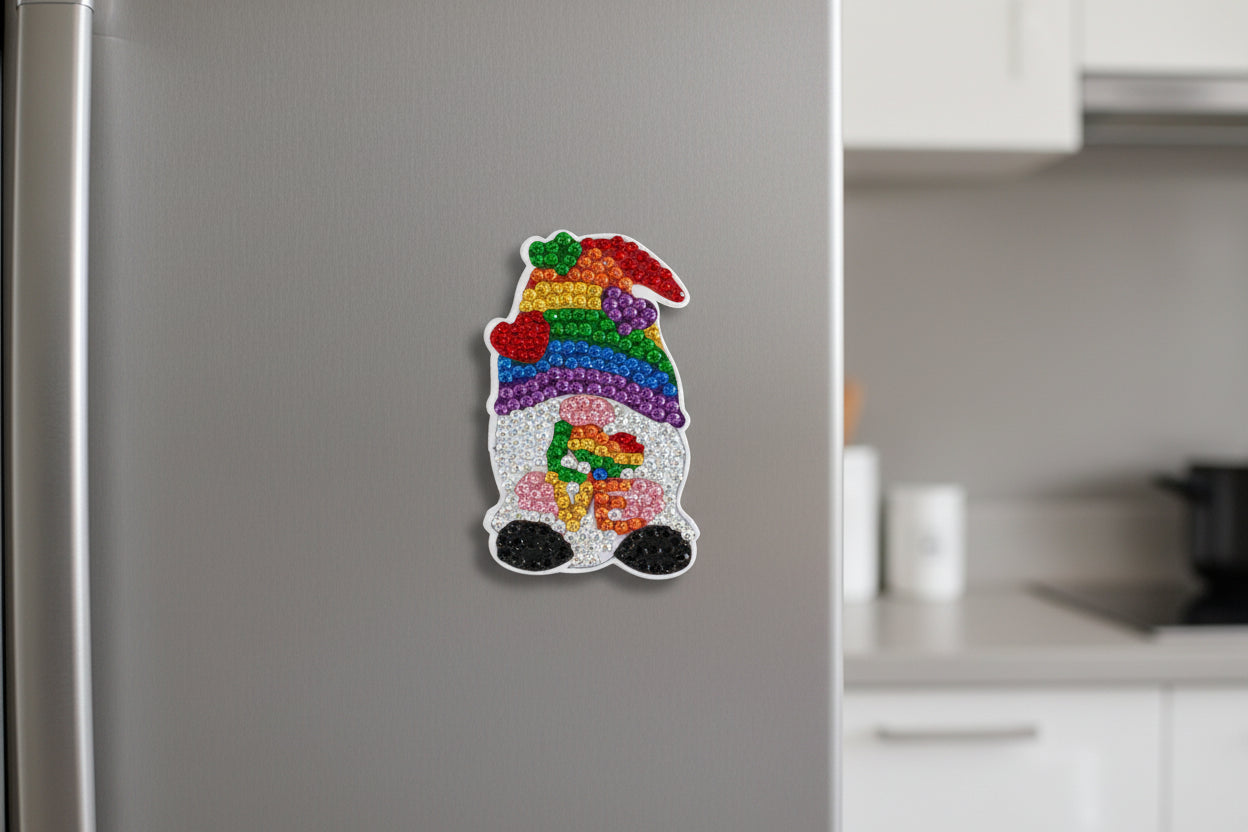 Diamond Art - Gnome and Each One is a Handcrafted Magnet, One-of-a-Kind