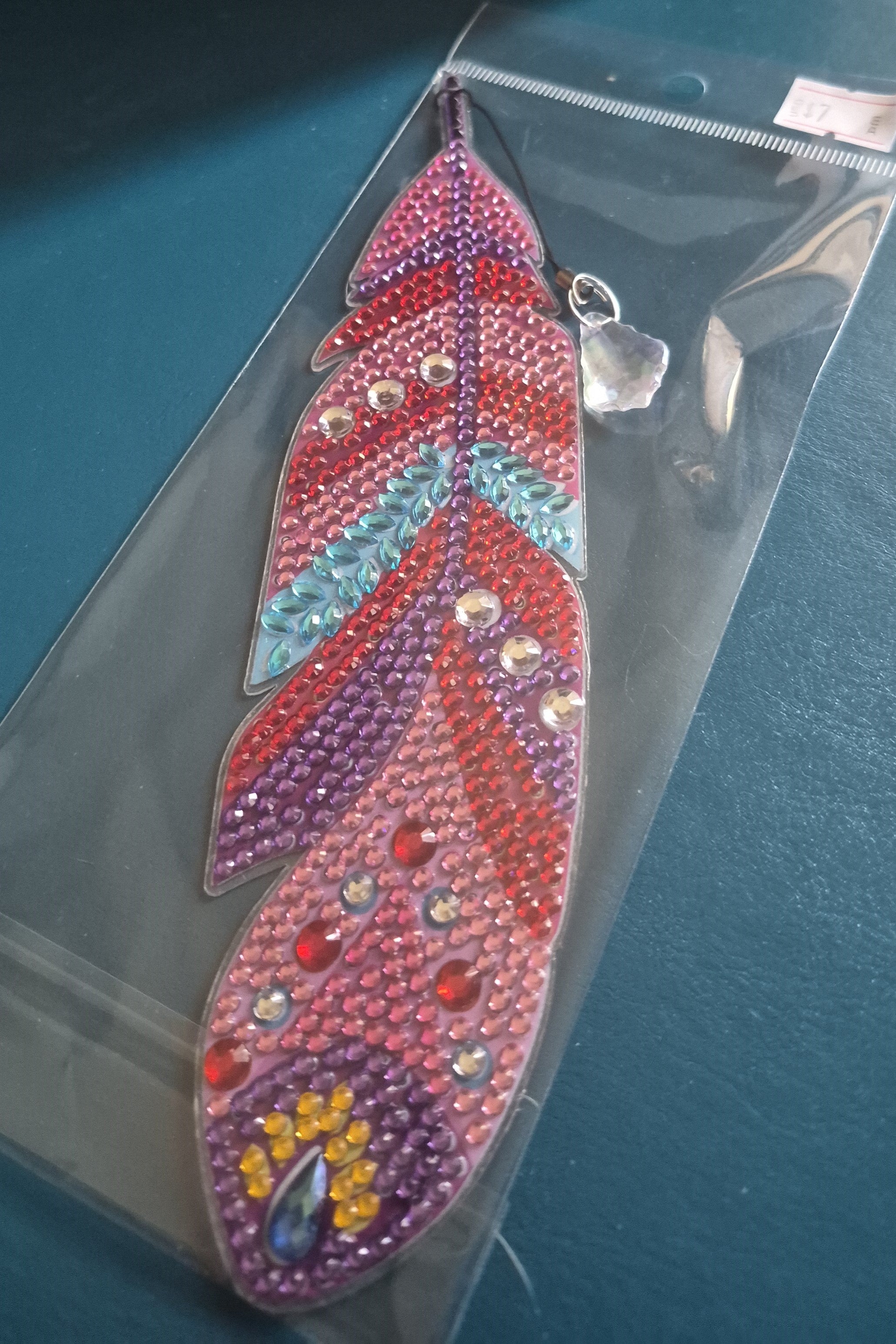 Rhinestone Feather Bookmark w/ Crystal Charm | 02